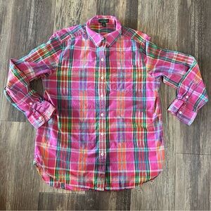 Lauren Ralph Lauren jeans co Pink plaid button up women's long sleeve shirt Med